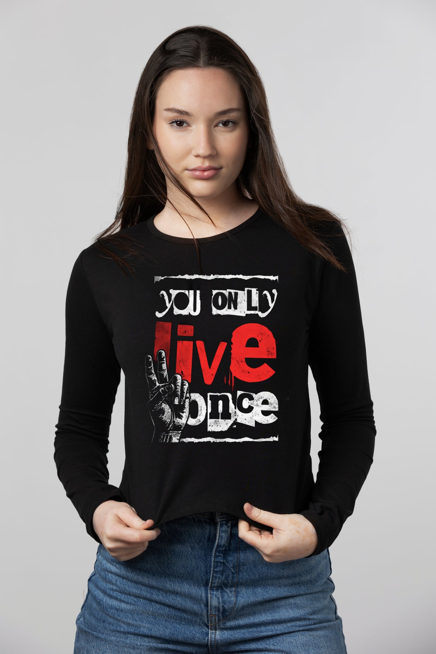 Women's "You Only Lived Once" Full Sleeves T-Shirt