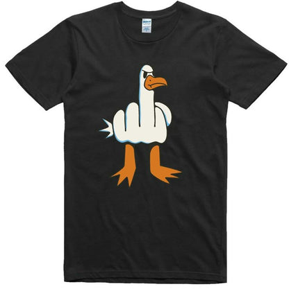 Mens Funny T-Shirt Rude Seagull Design Regular Fit 100% Cotton Classic Crew T-Shirts